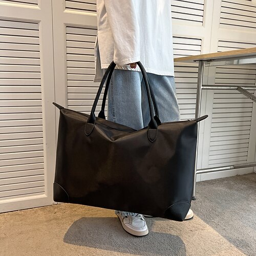 

Men's Large Capacity Packable Waterproof Oxford Cloth Storage Bag Travel Bag Duffle Bag Zipper Striped Solid Color Daily Outdoor Black Gray Red