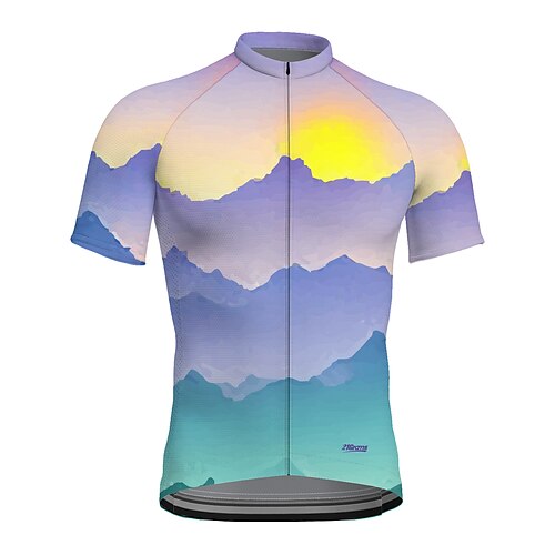 

21Grams Men's Cycling Jersey Short Sleeve Bike Top with 3 Rear Pockets Mountain Bike MTB Road Bike Cycling Breathable Quick Dry Moisture Wicking Reflective Strips Purple Graphic Polyester Spandex