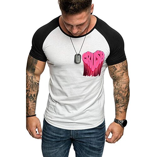 

Men's T shirt Tee Hot Stamping Patchwork Graphic Patterned Heart Crew Neck Street Daily Patchwork Print Short Sleeve Tops Designer Casual Fashion Comfortable Black / White BlackWhite / Summer