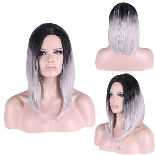 

Synthetic Wig Straight Middle Part Machine Made Wig Medium Length A1 Synthetic Hair Women's Soft Classic Easy to Carry Ombre Gray / Daily Wear / Party / Evening