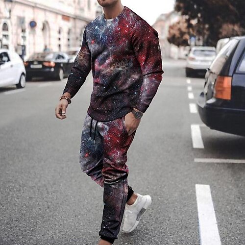 

Men's Tracksuit Hoodies Set Graphic Patterned Flower Animal 2 Piece Print Sports Outdoor Casual Sports 3D Print Sportswear Basic Essential Hoodies Sweatshirts Black Blue Red