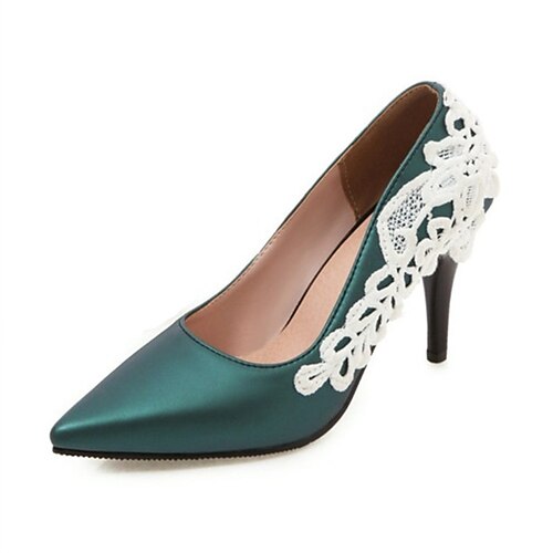 

Women's Heels Daily Summer High Heel Pointed Toe Classic PU Leather Loafer Solid Colored Almond Black Silver