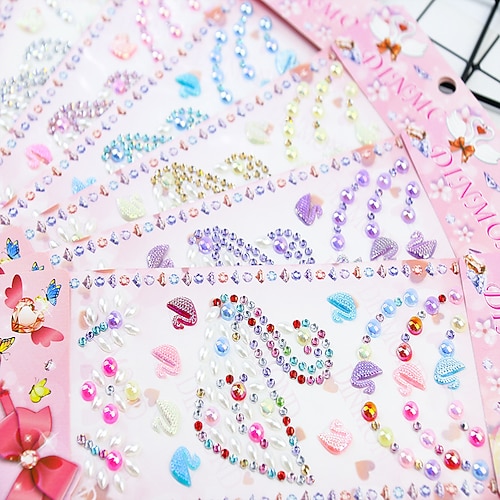 

5 Sheets Gem Stickers for School Student Notebook Waterproof Self-adhesive Luxury for Women Girls Kids