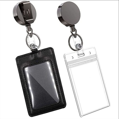 

2 Pcs Document Buckle Easy To Pull Buckle Easy To Pull Double-layer Double Card Position Pu Card Sleeve Transparent Document Card Sleeve