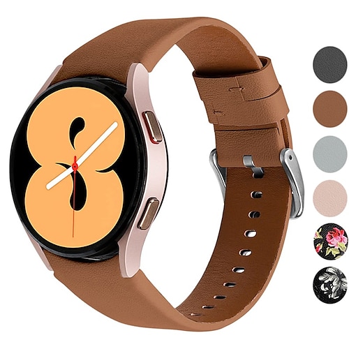 

1 pcs Smart Watch Band for Samsung Galaxy Watch 4 40/44mm Watch 4 Classic 42/46mm 20mm Genuine Leather Smartwatch Strap Waterproof Luxury Adjustable Leather Loop Replacement Wristband