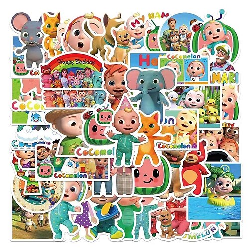 

Stickers 50 PCS Vinyl Waterproof Cartoon Stickers for LaptopSkateboardWater BottlesComputerPhoneGuitarCocomelon Stickers for Kids (Cocomelon Stickers)