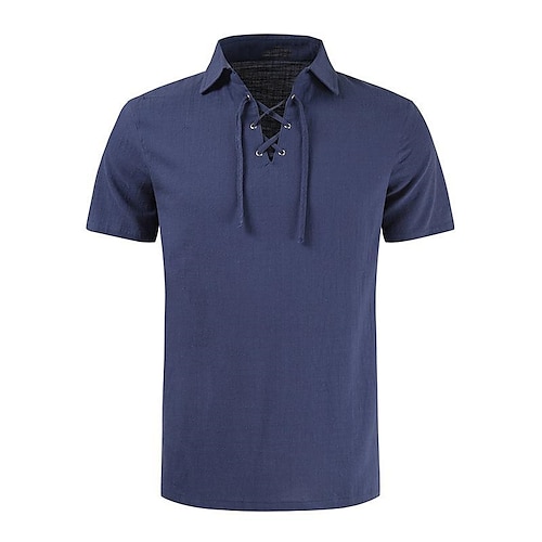 

Homme Chemise Chemisette Chemise d'été Noir Blanche bleu marine Manche Courte Plein Col rabattu Plein Air du quotidien Cordon Vêtement Tenue Mode Décontractées Confortable Plage