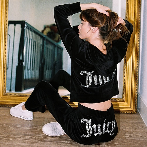 

Women's Hoodie Crop Tracksuit Streetwear Sexy As Picture Blue Casual Daily Activewear Plain Hooded Velvet S M L XL XXL
