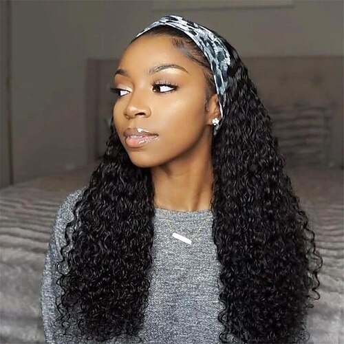 

Headband Wig Human Hair Kinky Curly For Black Women Brazilian Scarf Wig 12-24 Inch Remy Afro Curly Human Hair Wigs