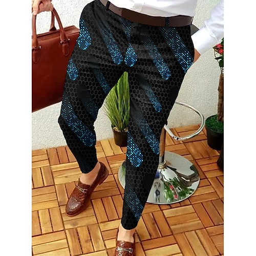 

Men's Chinos Tights Trousers Jogger Pants Zipper Pocket Print Graphic Prints Tartan Business Casual Trousers Punk & Gothic Slim Blue Micro-elastic