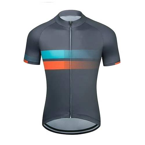 

21Grams Men's Cycling Jersey Short Sleeve Bike Top with 3 Rear Pockets Mountain Bike MTB Road Bike Cycling Breathable Quick Dry Moisture Wicking Reflective Strips Black Green Grey Stripes Polyester