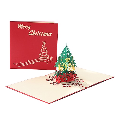 

2pcs Christmas Tree Card 3D Pop-Up Cards Congratulations Cards for Gift Decoration Party with Envelope 125.9 inch Paper