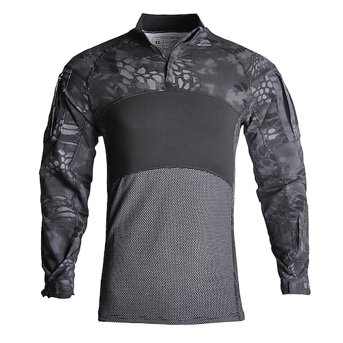 Men's Long Sleeve Shirt Henley Collar Outdoor Tactical Military Combat  Shirts