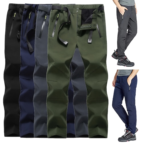 

Men's Hiking Pants Trousers Fleece Lined Pants Softshell Pants Winter Outdoor Thermal Warm Windproof Breathable Water Resistant Bottoms Elastic Waist Black Army Green Camping / Hiking Fishing Climbing