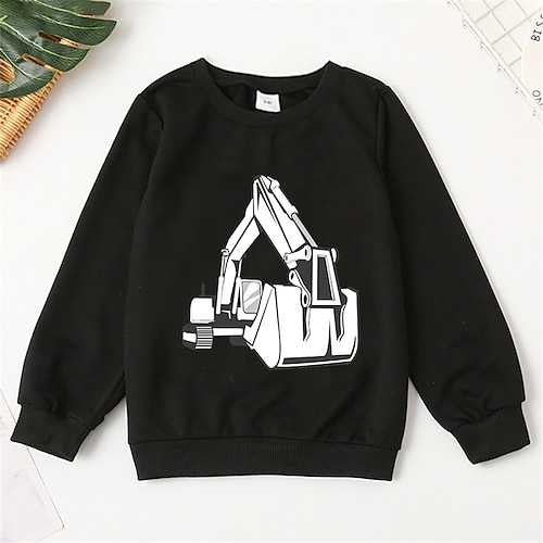 

Kids Boy Girl Halloween Glow In The Dark Excavator Sweatshirt Crewneck Long Sleeve Crewneck Hoodie Adorable Children Tops Fit 3-8 Years