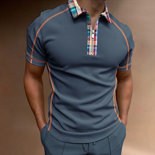 

Per uomo POLO Camicia da golf Golf Strada Informale Collo ripiegabile Chiusura lampo quarto Manica corta Di tendenza Informale Color Block Cerniera Chiusura lampo quarto Primavera estate Standard