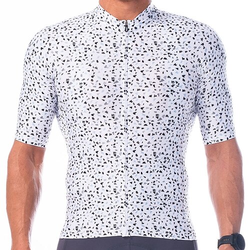 

21Grams Men's Cycling Jersey Short Sleeve Bike Top with 3 Rear Pockets Mountain Bike MTB Road Bike Cycling Breathable Quick Dry Moisture Wicking Reflective Strips White Rosy Pink Blue Geometic
