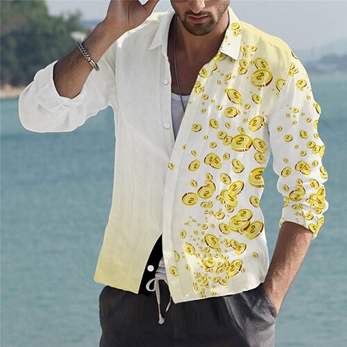 

Men's Shirt 3D Print Graphic Patterned Turndown Street Casual Button-Down Print Long Sleeve Tops Casual Fashion Breathable White