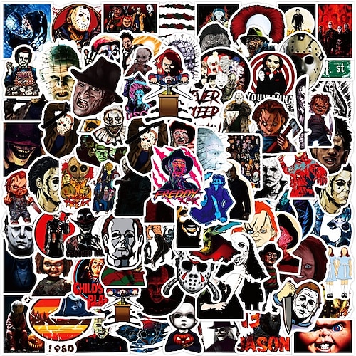 

100PCS Horror Stickers Horror Movie Stickers Waterproof Vinyl Stickers for Water Bottle Skateboard Laptop Bike Phone Case