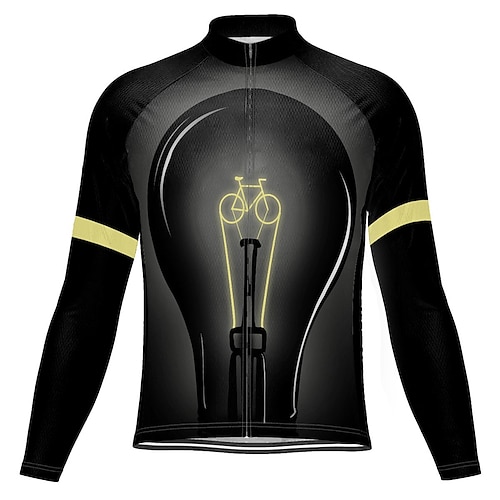 

21Grams Men's Cycling Jersey Long Sleeve Bike Top with 3 Rear Pockets Mountain Bike MTB Road Bike Cycling Breathable Quick Dry Moisture Wicking Reflective Strips Black Graphic Polyester Spandex Sports