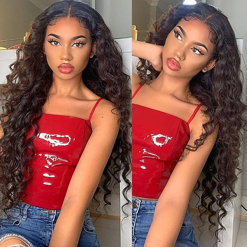 

Loose Natural Wave Lace Front Human Hair Wigs For Women Brazilian 13x6 HD Lace Frontal Wig Human Hair Pre Plucked Middle Part Free Part Brazilian Hair Loose Wave Black Wig