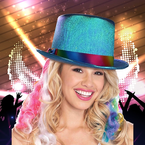 

Flat Top Jazz Hat 2022 New Colorful Top Hat Stage Performance Gentleman Hat Prom Dress Up Props
