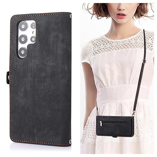 

Phone Case For Samsung Galaxy Wallet Card A53 S22 Ultra Plus S21 FE S20 Note 20 Ultra S10 Plus Galaxy A22 5G Portable Wallet Zipper Solid Colored PC PU Leather