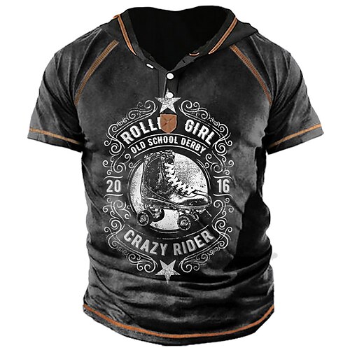 

Men's Unisex T shirt Tee 3D Print Graphic Prints Shoe Letter Hooded Street Daily Button-Down Print Short Sleeve Tops Designer Casual Big and Tall Sports Black Army Green Navy Blue / Summer