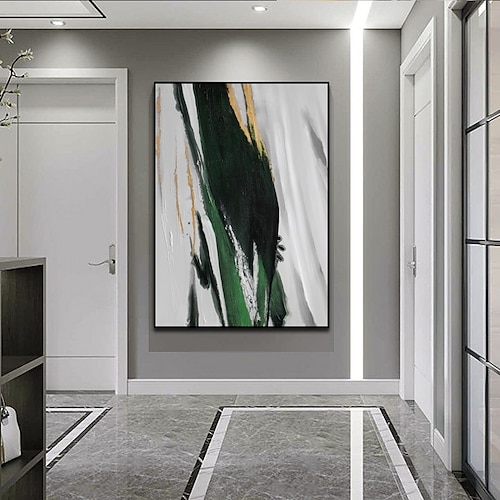 

pittura a olio dipinta a mano arte della parete astratta nero verde tela pittura decorazione della casa arredamento tela arrotolata senza cornice non tesa