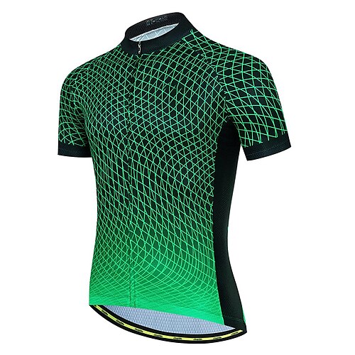 

21Grams Men's Cycling Jersey Short Sleeve Bike Top with 3 Rear Pockets Mountain Bike MTB Road Bike Cycling Breathable Quick Dry Moisture Wicking Reflective Strips Green Polyester Spandex Sports