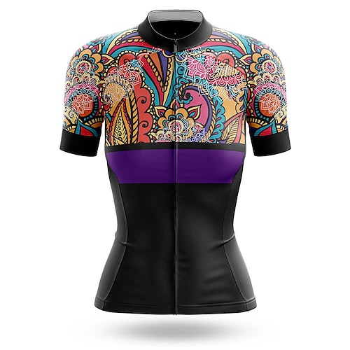 

21Grams Women's Cycling Jersey Short Sleeve Bike Top with 3 Rear Pockets Mountain Bike MTB Road Bike Cycling Breathable Quick Dry Moisture Wicking Black Floral Botanical Spandex Polyester Sports