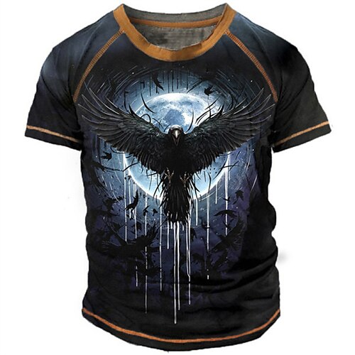 

Men's Unisex T shirt Tee 3D Print Graphic Prints Eagle Crew Neck Street Daily Print Short Sleeve Tops Designer Casual Big and Tall Sports Blue / Summer / Summer