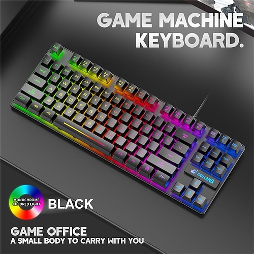 

Wired Mechanical Keyboard Gaming Keyboard Ergonomic Multi-Device Monochromatic Backlit Keyboard with USB Powered 87 Keys
