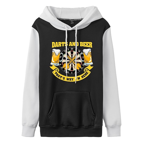 

Women's Pullover Hoodie Sweatshirt Text Oktoberfest Beer Beer Front Pocket Print Daily Sports Hot Stamping Active Streetwear Hoodies Sweatshirts Black And White White Black
