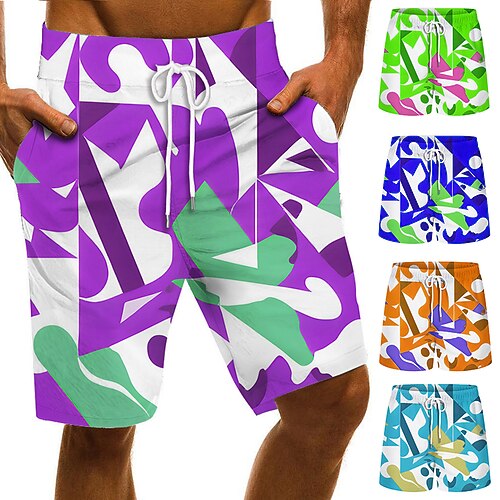 

Men's Swim Trunks Swim Shorts Quick Dry Board Shorts Bathing Suit with Pockets Drawstring Swimming Surfing Beach Water Sports Patchwork Printed Spring Summer