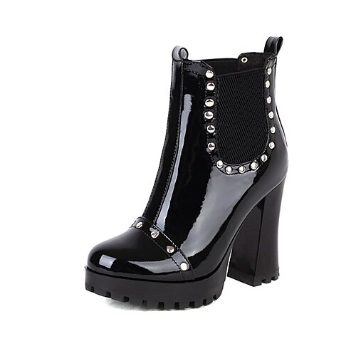 

Femme Bottes Bottes Demonia Bottes à talons du quotidien Hiver Talon Bottier Bout carré Minimalisme Cuir PU Fermeture Couleur Pleine Noir