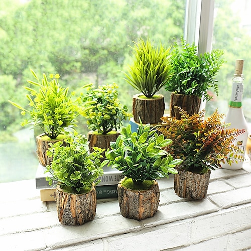 

wooden pot simulation plant potted creative decorative ornaments