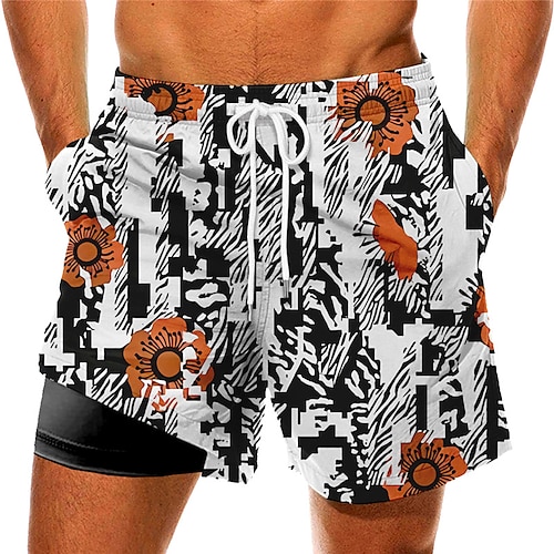 

Men's Swim Trunks Swim Shorts Quick Dry Board Shorts Bathing Suit Compression Liner with Pockets Drawstring Swimming Surfing Beach Water Sports Printed Spring Summer