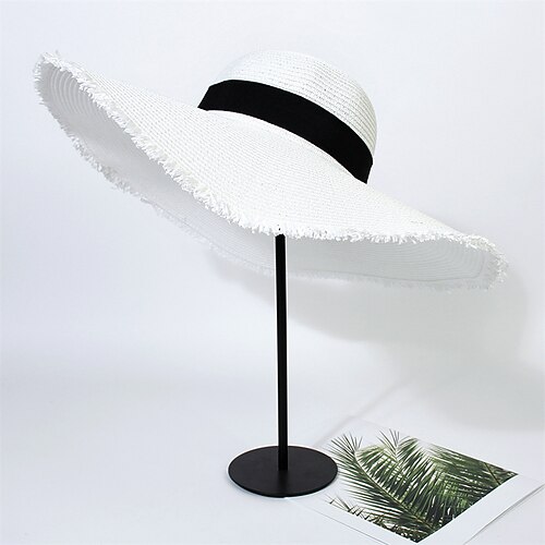 

Women's Casual Straw Hat Daily Holiday Outdoor Braided Pure Color Beige White Hat Portable Sun Protection Comfort