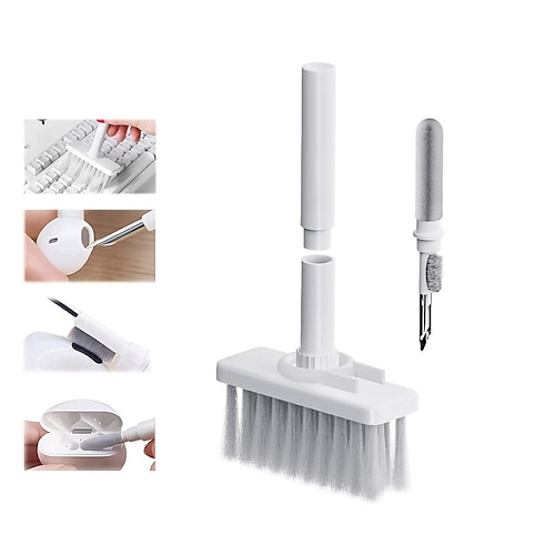 

Bluetooth Earbuds Cleaning Brush 5 in 1 in-Ear Headphones Cleaning and Soft Dust Removal Brush Pen for Cleaning The Earwax Dust in Bluetooth Headset Box Camera and Mobile Phone(3 in 1 Style White)