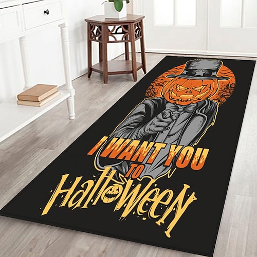 

Halloween Pumpkins Decorative Doormat, Seasonal Fall Halloween Party Floor Mat,Indoor Outdoor Doormat Non Slip, Perfect Greeting Front Door Mat