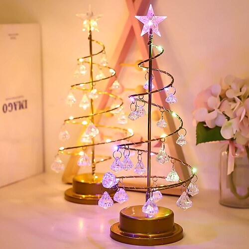 

LED Crystal Diamond Christmas Tree Star Night Light Christmas Gift Ornament Bedroom Ornament Decoration Table Lamp Christmas Decoration