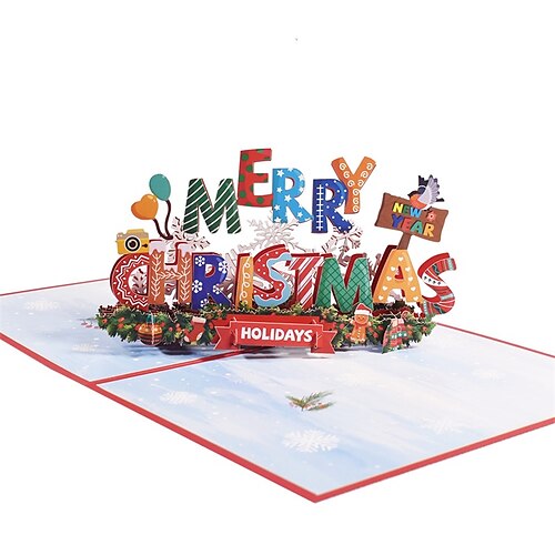 

2pcs Christmas Tree Reindeer Santa Claus Card 3D Pop-Up Cards Congratulations Cards for Gift Decoration Party 3D with Envelope 127.9 inch Paper