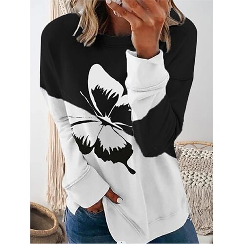 

Women's Sweatshirt Animal Patchwork Print Casual Daily Holiday 3D Print Sportswear Casual Hoodies Sweatshirts Black