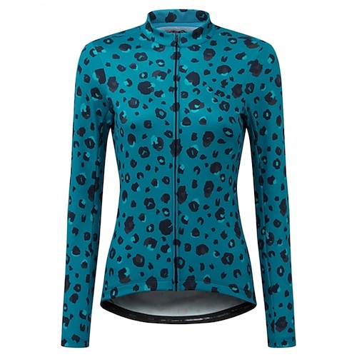 

21Grams Women's Cycling Jersey Long Sleeve Bike Top with 3 Rear Pockets Mountain Bike MTB Road Bike Cycling Breathable Quick Dry Moisture Wicking Reflective Strips Blue Leopard Polyester Spandex