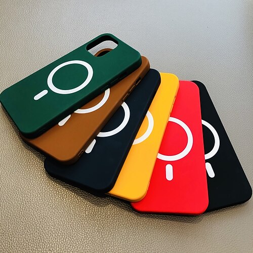 

Phone Case For Apple Back Cover Magnetic Adsorption iPhone 13 12 Pro Max Mini Bumper Frame Magnetic Soft Edges Solid Colored Silicone