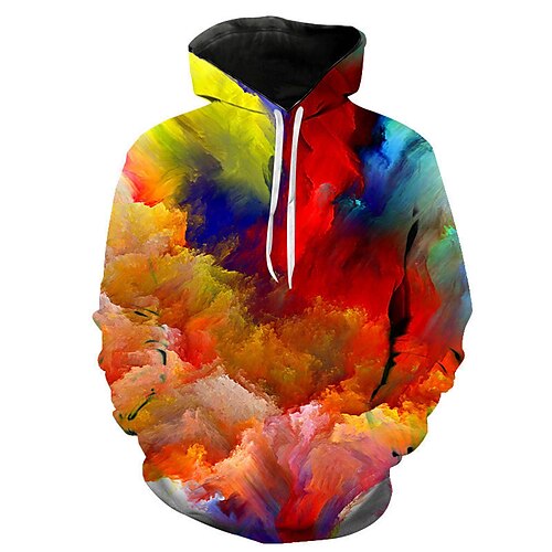 Men 3d abstract 2024 smoke print hooded sweatshirt