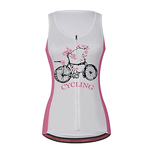 

21Grams Women's Cycling Vest Sleeveless White Graphic Bike Breathable Quick Dry Reflective Strips Back Pocket Polyester Spandex Sports Graphic Clothing Apparel