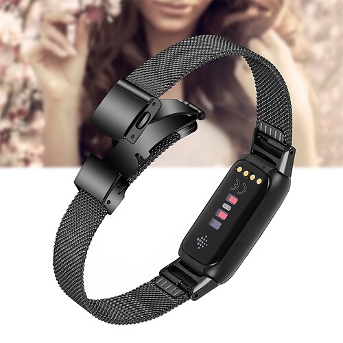 1PC Smart Watch Band Compatible with Fitbit Luxe Stainless Steel Smartwatch Strap Adjustable Rugged Shockproof Metal Band Replacement  Wristband
