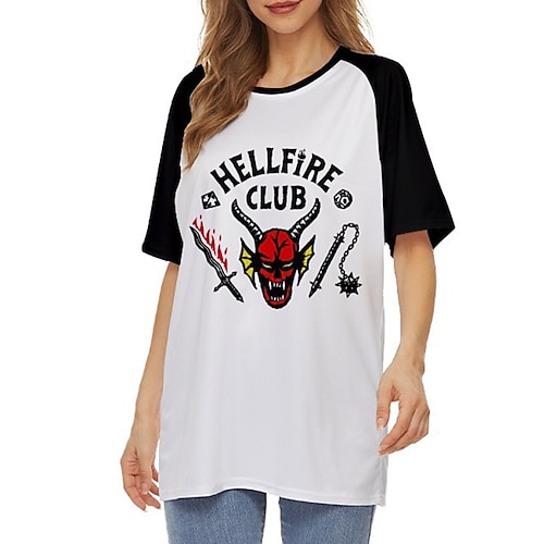 Inspiriert von Stranger Things Hellfire Club T-Shirt-Ärmel Anime Terylen Anime Harajuku Grafik Kawaii T-shirt Für Herren / Damen / Paar 2022 - € 16.01